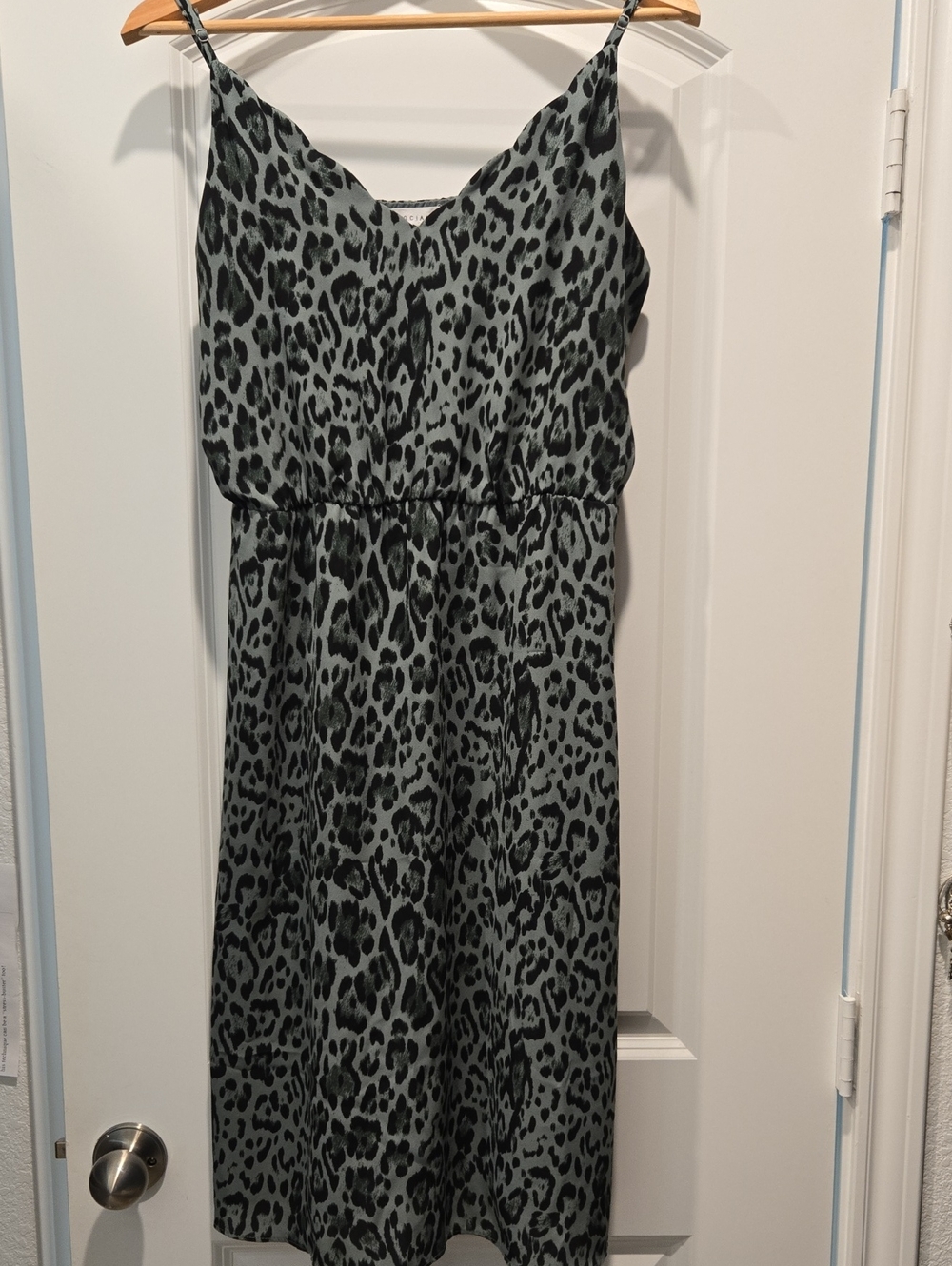 Socialite Grey and Black Leopard Print Spaghetti Strap Dress